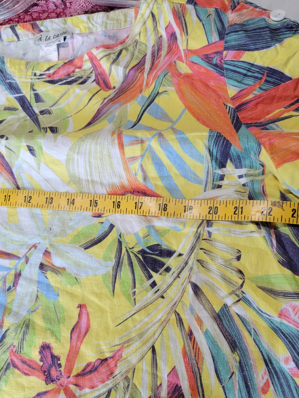 à la carte Linen Yellow Floral Tunic Top Sz Xl - Picture 7 of 10